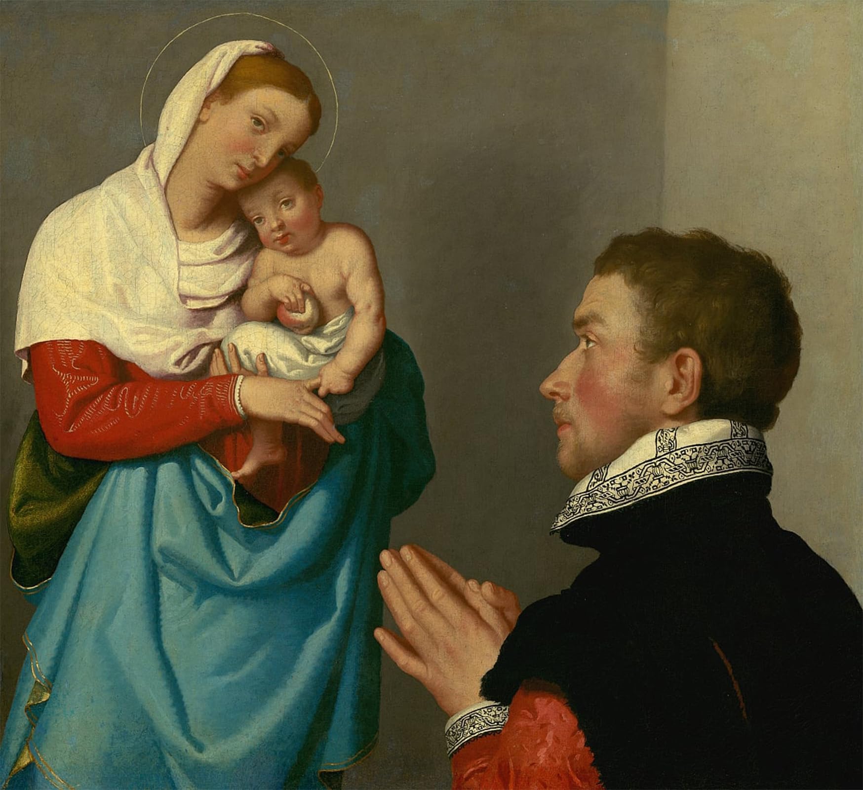 POSTERIIk Famous Modern Artwork Art Mural a Gentleman in Adoration Before the Lady by Battista Moroni Oil Paintings Pictures for Home Decor 60x90cm