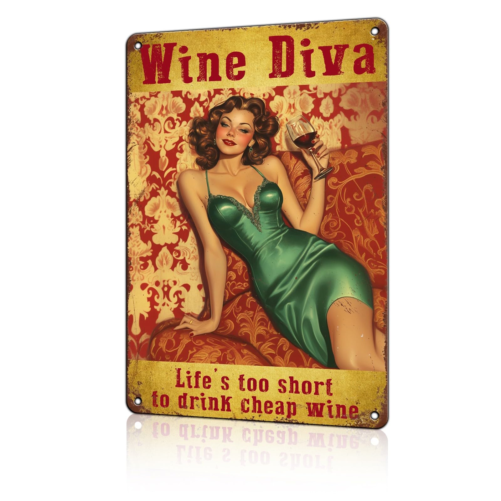 Metal Tin Sign Wine Diva Life'S Too Short To Drink Cheap Wine Rerto Tin Sign Vintage Alumium Sign Vintage Decor Funny Signsretro Sign For Home Bar Office Outdoor Wall Decor 12X16Inch