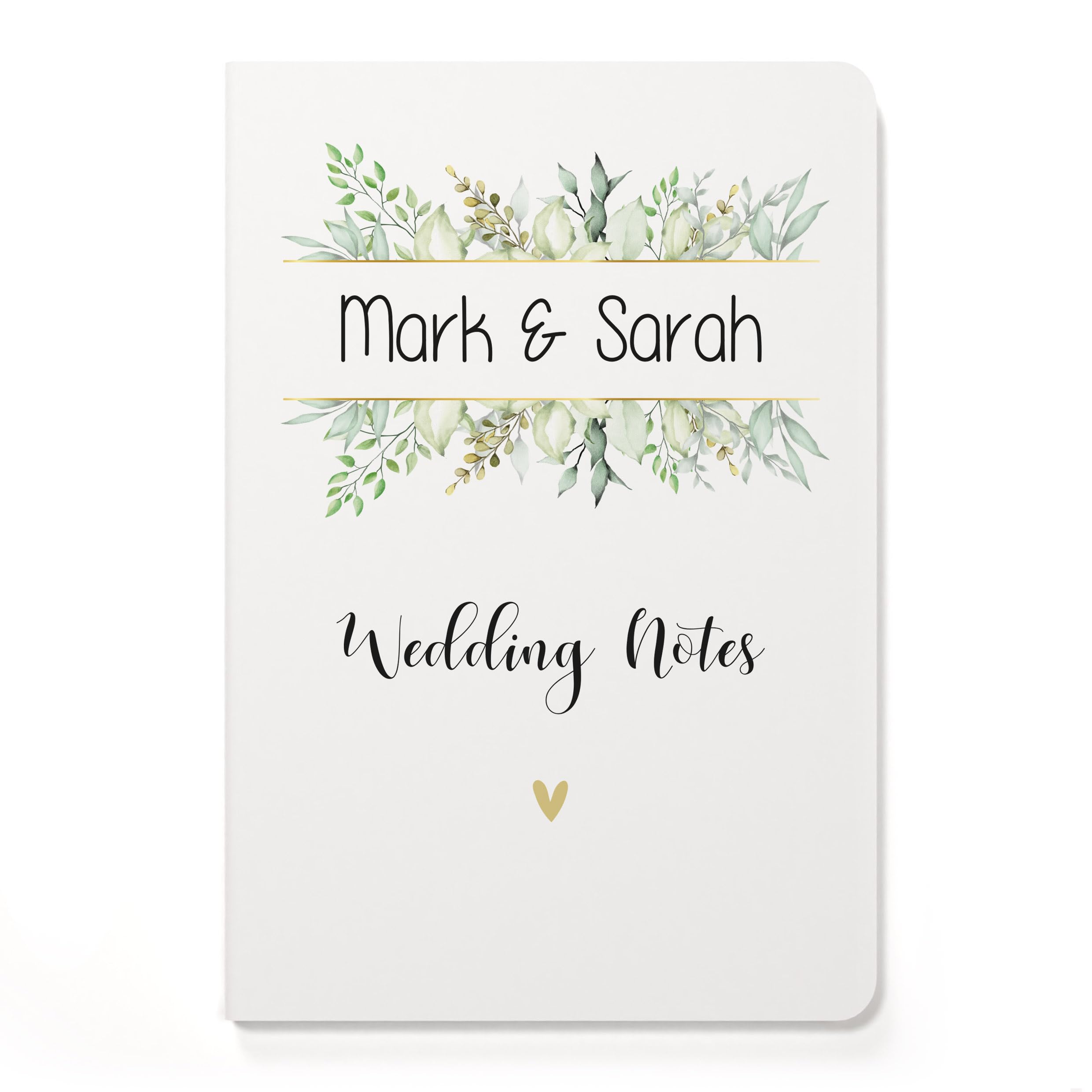 Beecreative Personalised Wedding Organiser Notebook - A5 White Hardback Notebook and Pen - Custom Wedding Planner Gift For Bride and Groom
