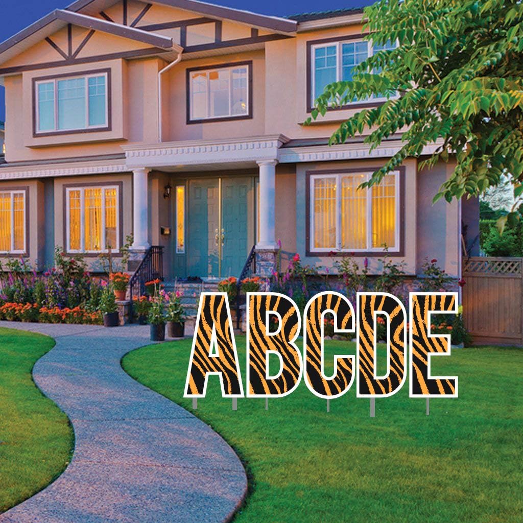 VictoryStore Yard Letters: Cut-Out Alphabet Yard Decoration 18 inch High, Stakes Included (Tiger Print 13446)