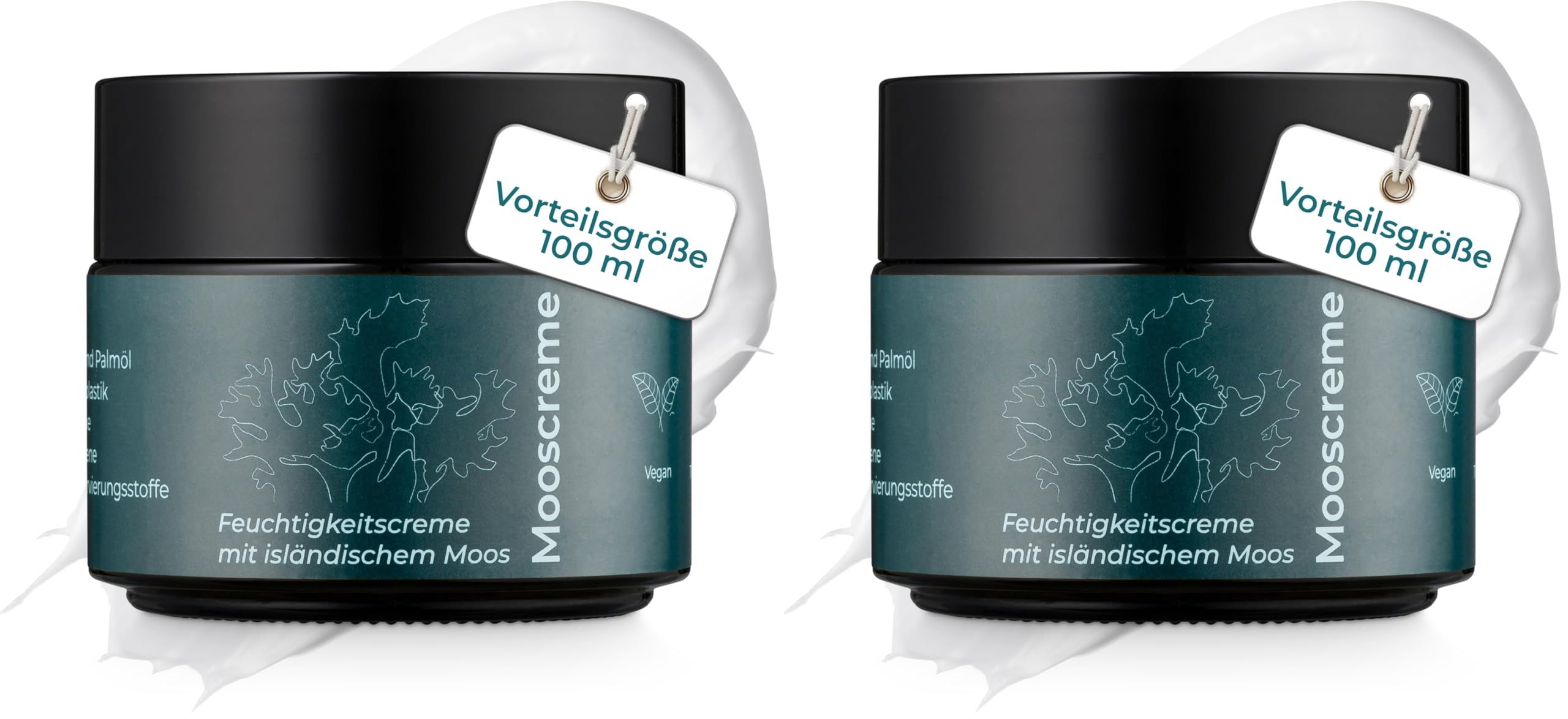 VIGOROUS® Moossalbe - 100ml Antifaltencreme soforteffekt - Naturkosmetik mit Hyaluronsäure - Anti Aging Gesichtscreme Damen & Herren - Vegane Feuchtigkeitscreme Gesicht Made in Germany (Packung mit 2)