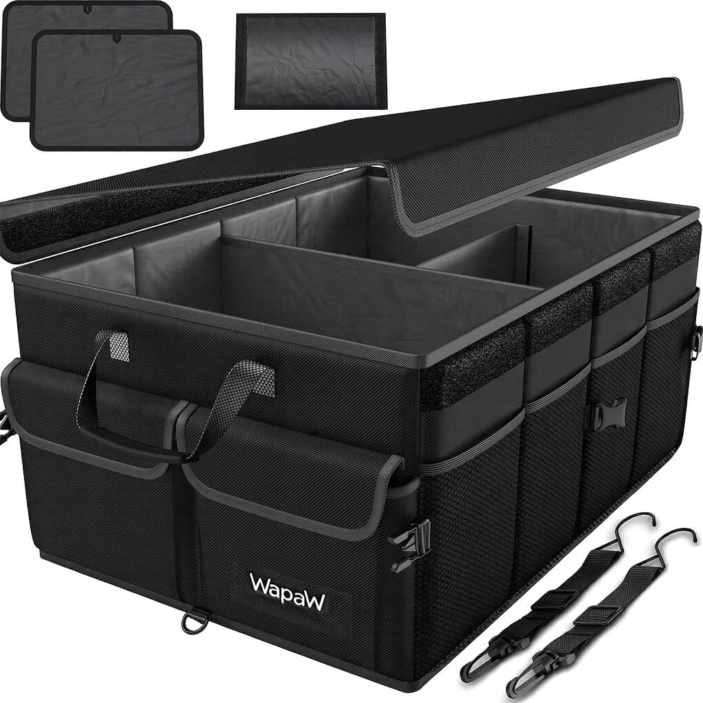 Collapsible Car Trunk Organizer Bag | Heavy Duty Polyester Storage Bag with Multiple Compartments | Foldable Car Boot Organizer for SUV, Sedan & Hatchback (55 x 41 x 25cm)-image-4