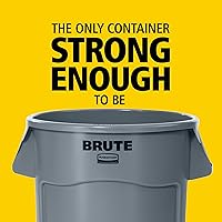 Vista 4 de Rubbermaid Commercial Products BRUTE Heavy-Duty Round Trash/Garbage Can, 10-Gallon, Yellow, Outdoor Waste Container for