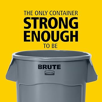 Rubbermaid Commercial Products BRUTE Heavy-Duty Round Trash/Garbage Can, 10-Gallon, White, Outdoor Waste Container for Landscapers/Construction/Restaurants/Back of House/Offices/Warehouses