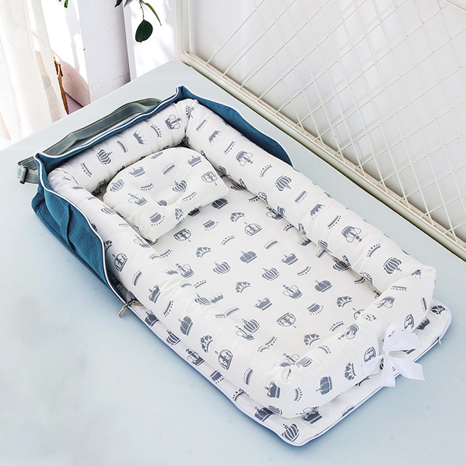 OYDAS Baby Lounger,baby nest for newborn,Portable Newborn Bassinet,Baby Lounger Comfort for Sleeping-Resistant Washable Cover,Simulated Uterus,Baby Bionic Bed For Bedroom(crown)