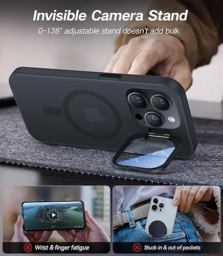 Miniatura 3 de Funda para iPhone 14 Pro Max de 6.7, cubierta para cámara con soporte, protector de lente de cámara 9H, compatible con MagSafe, a prueba de golpes