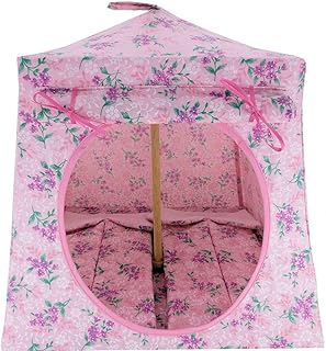 Toy Play Pop Up Tent, 2 Sleeping Bags, Light Pink, Flower Print Fabric for Dolls, Stuffed Animals