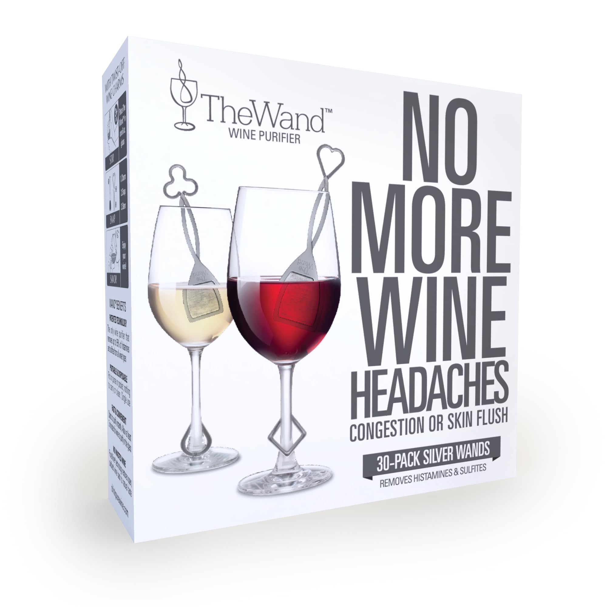 PureWine Wand Filters Histamines and Sulfites - May Reduce and Alleviate Wine Allergies & Sensitivities - Purifier Aerates Wine Restore Taste & Purity - Twist Off Wine Glass Charm Accessory