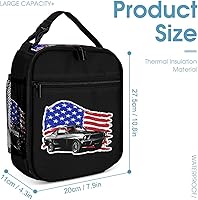 Vista 2 de Bolsa de almuerzo con aislamiento con bandera estadounidense para mujeres y hombres, reutilizable, bolsa de mano para el trabajo y viajes
