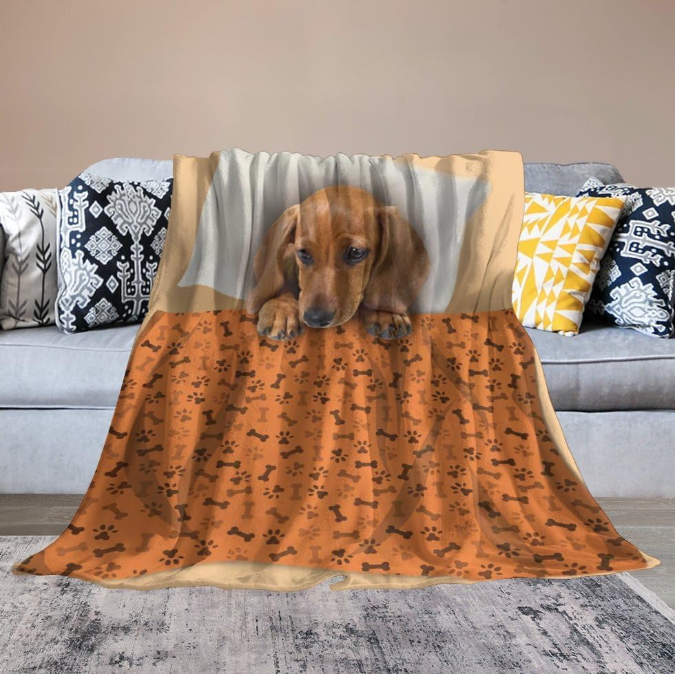 Miniatura 6 de Manta de perro Dachshund para niñas y niños, regalos de perro salchicha, manta para sofá cama, manta de franela suave y cálida para niños y adultos,