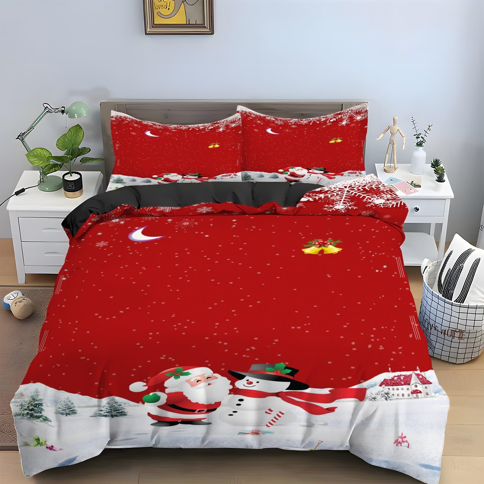 Parure de lit 90x190 Nouvel An en microfibre premium douce pour chambre chic