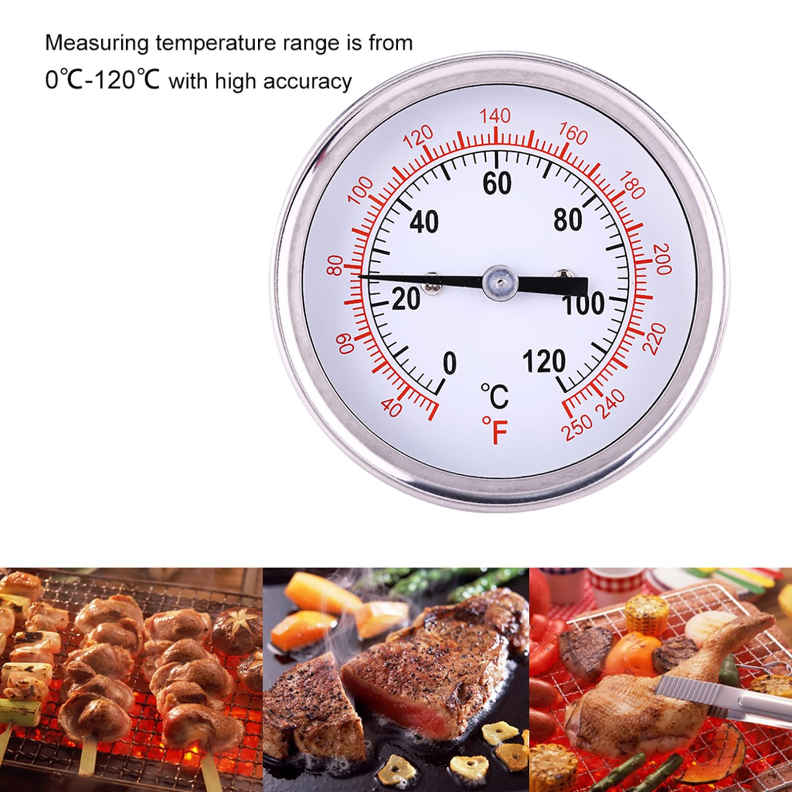 Termometro Per Affumicatore Per Griglia Per Barbecue, Acciaio - Foto 3