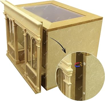 iLAND Wooden Dolllhouse Room Box on 1/12 Scale, Wood Houses for Crafts to Make a Miniature Coffee Shop, Magic House, Store Classic & Creative