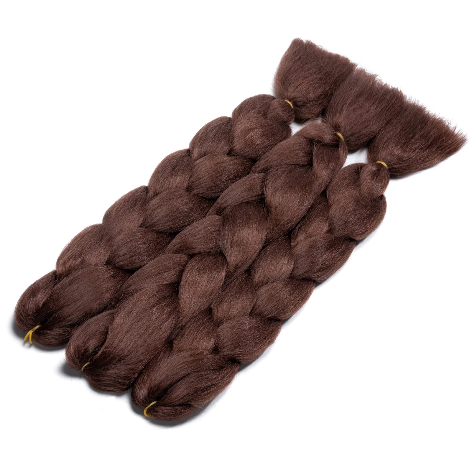 60cm Pelo para Trenzas Africanas 5PCS Extensiones de Cabello Natural Trenzado para Mujer Ombre Jumbo Braids Hair Extensions Pelo Sintetico para Trenzas (Castaño oscuro)