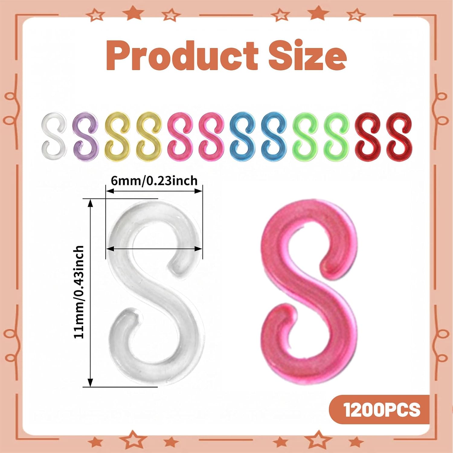 KFHENSOMR 1200 S Clips Rubber Band Clips S Clip Plastic Bracelet Connector