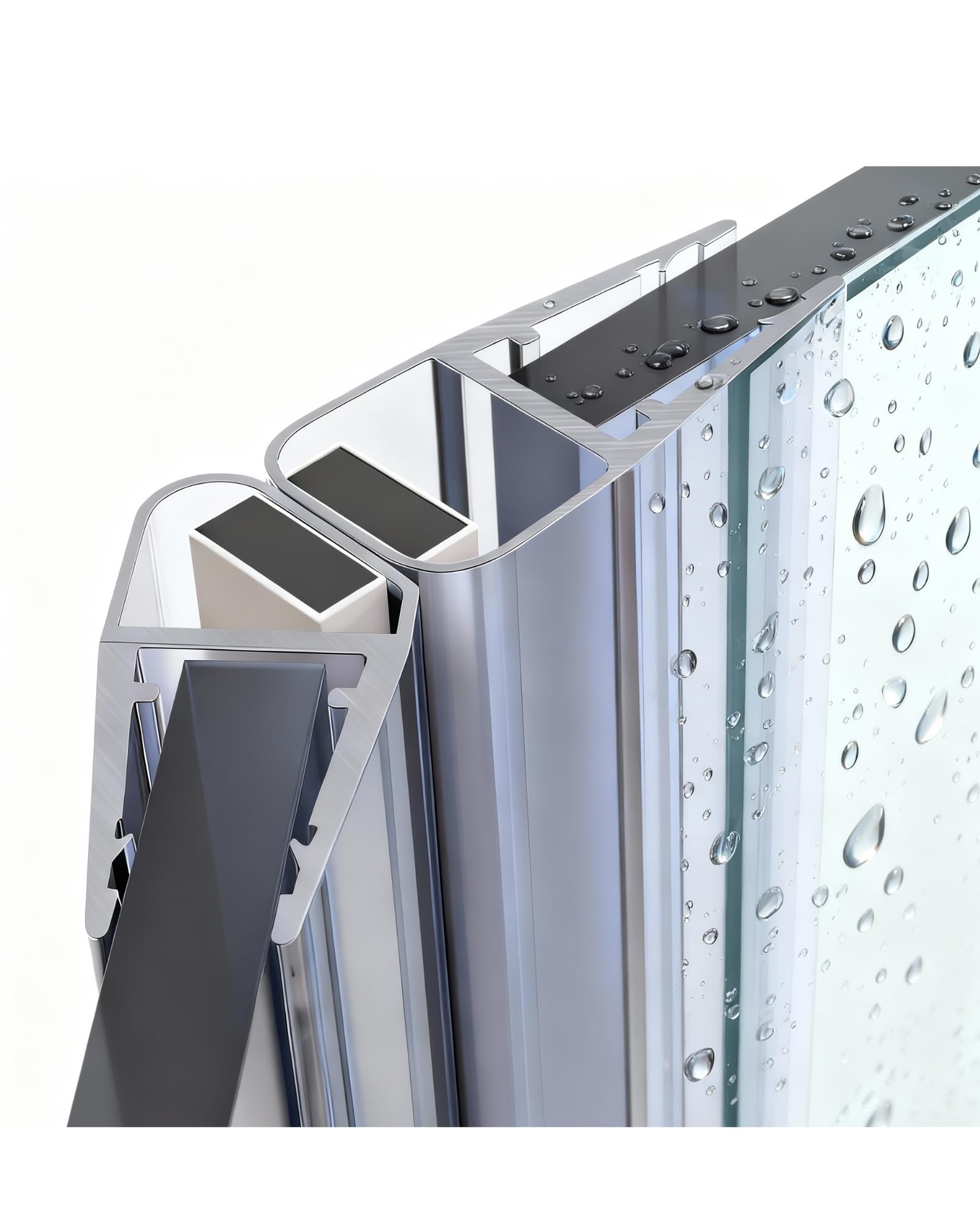 Gedotec Magnetic Shower Lip Seal 135ยฐ - 1 Pair Corner Showers - Length 2 m - Glass 6-8 mm - PVC Transparent - Shower enclosures
