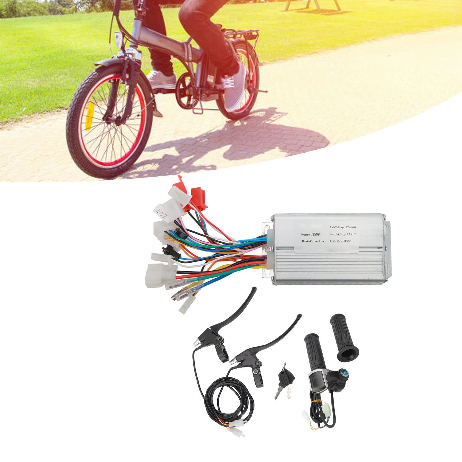 BuyWeek Kit Controller Motore Brushless Bici Elettrica, 36V 48V 250W Centralina Bici Elettrica con Leva Freno e Impugnatura Acceleratore