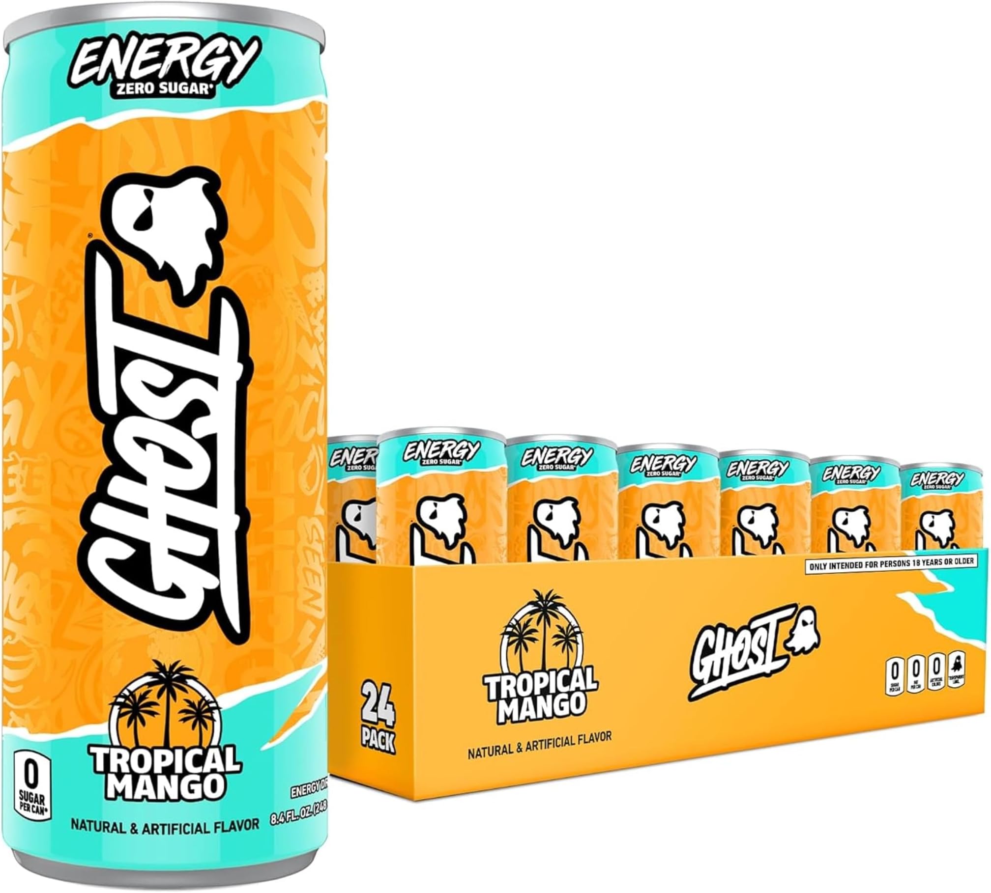 GHOST Energy - Tropical Mango, 8.4 fl oz, 24-Pack