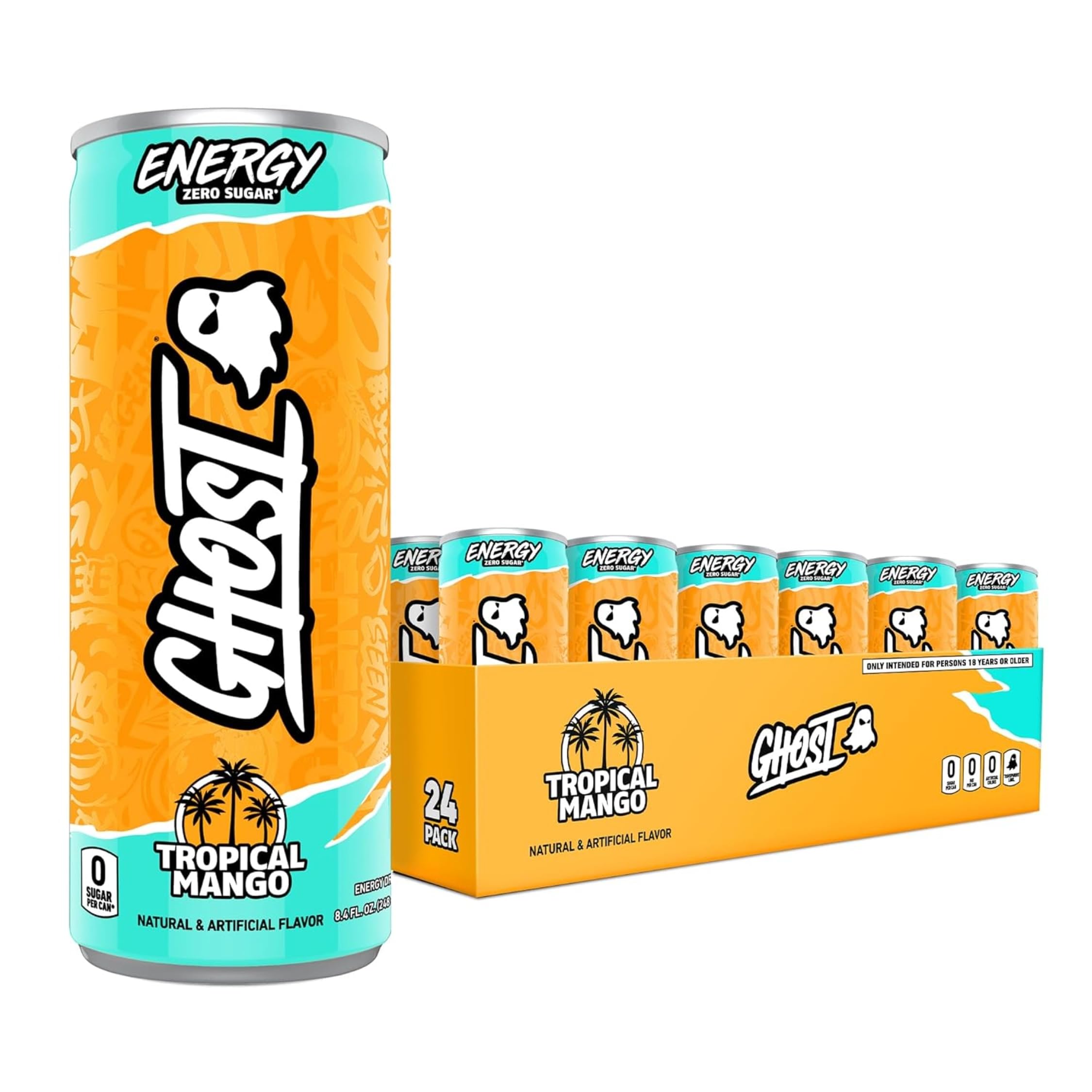 GHOST Energy - Tropical Mango, 8.4 fl oz, 24-Pack