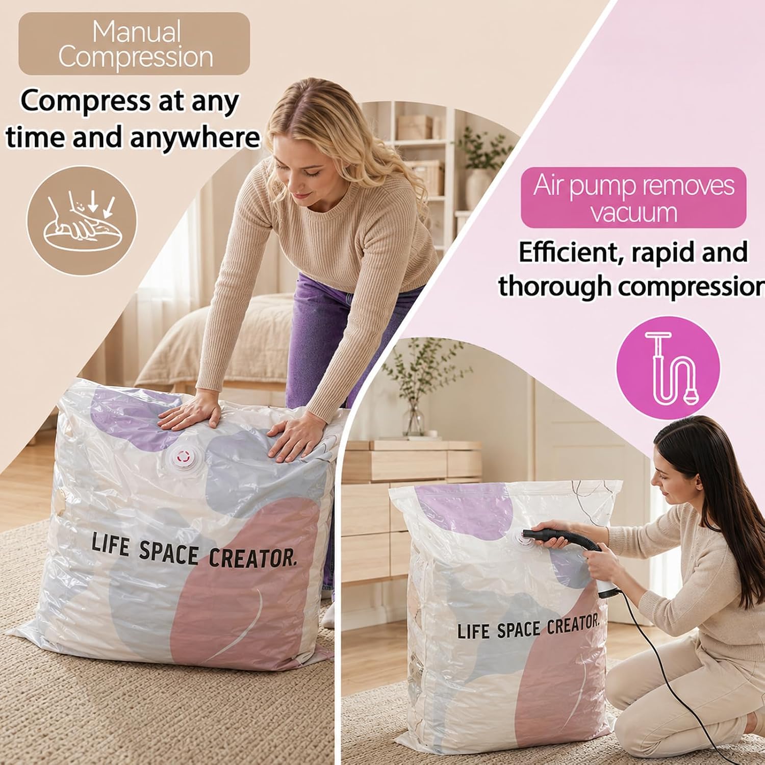 8 Pack Vacuum Storage Bags, Large Size(31.5x39.4x11 Inch) Cube Bag, 80% Space Saver Vacuum Seal Bags for Clothing with Vacuums or Hand Press for Clothes, Blankets, Baby Clothes, Home Travel Essentials