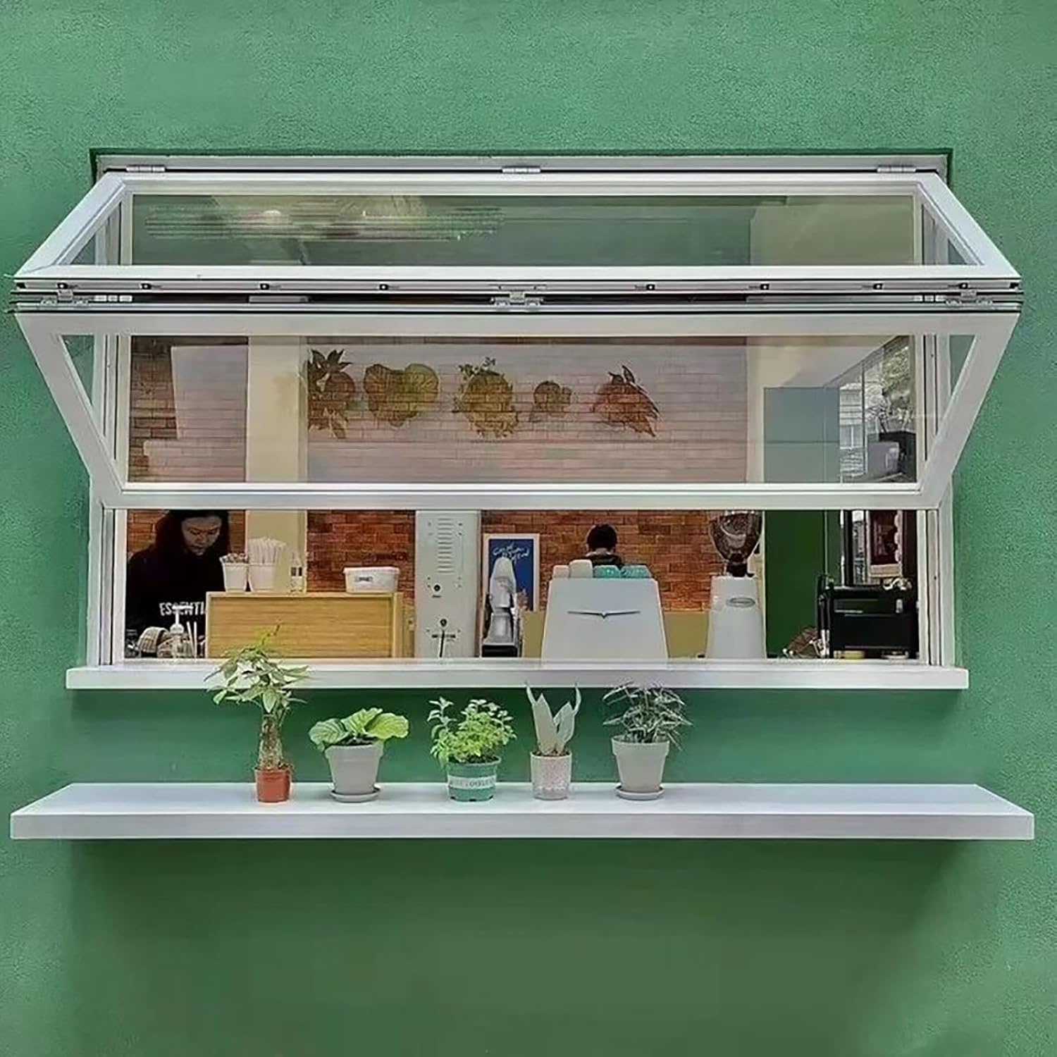 Foldable Aluminum Folding Window, Folding Sliding Windows with Bottom Frame, Double Hung Up Down Serving Window Custom for Vending Café Restaurant(White,WxH 12x24in/31x61cm)