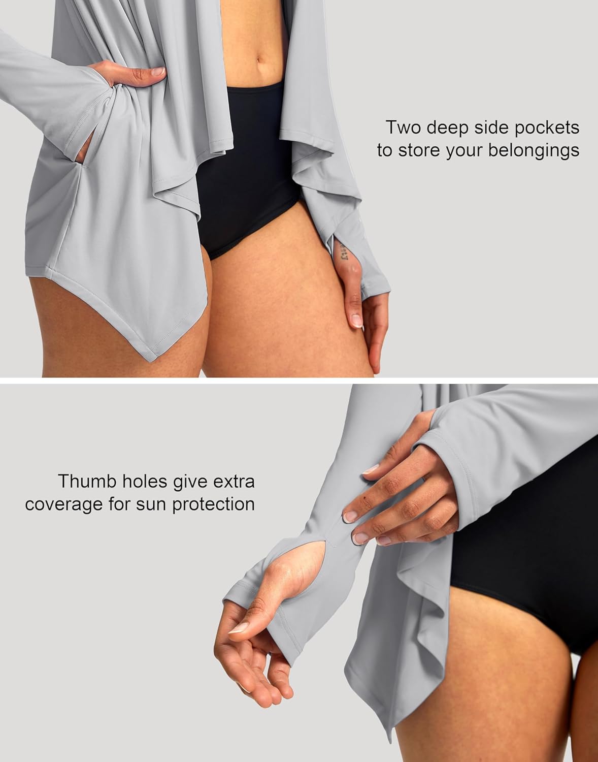 SANTINY UPF50+ Sun Shirt for Women Long Sleeve SPF UV Sun Protection Shirts Lightweight Cardigan with Pockets Swim Cover Up - Image 5