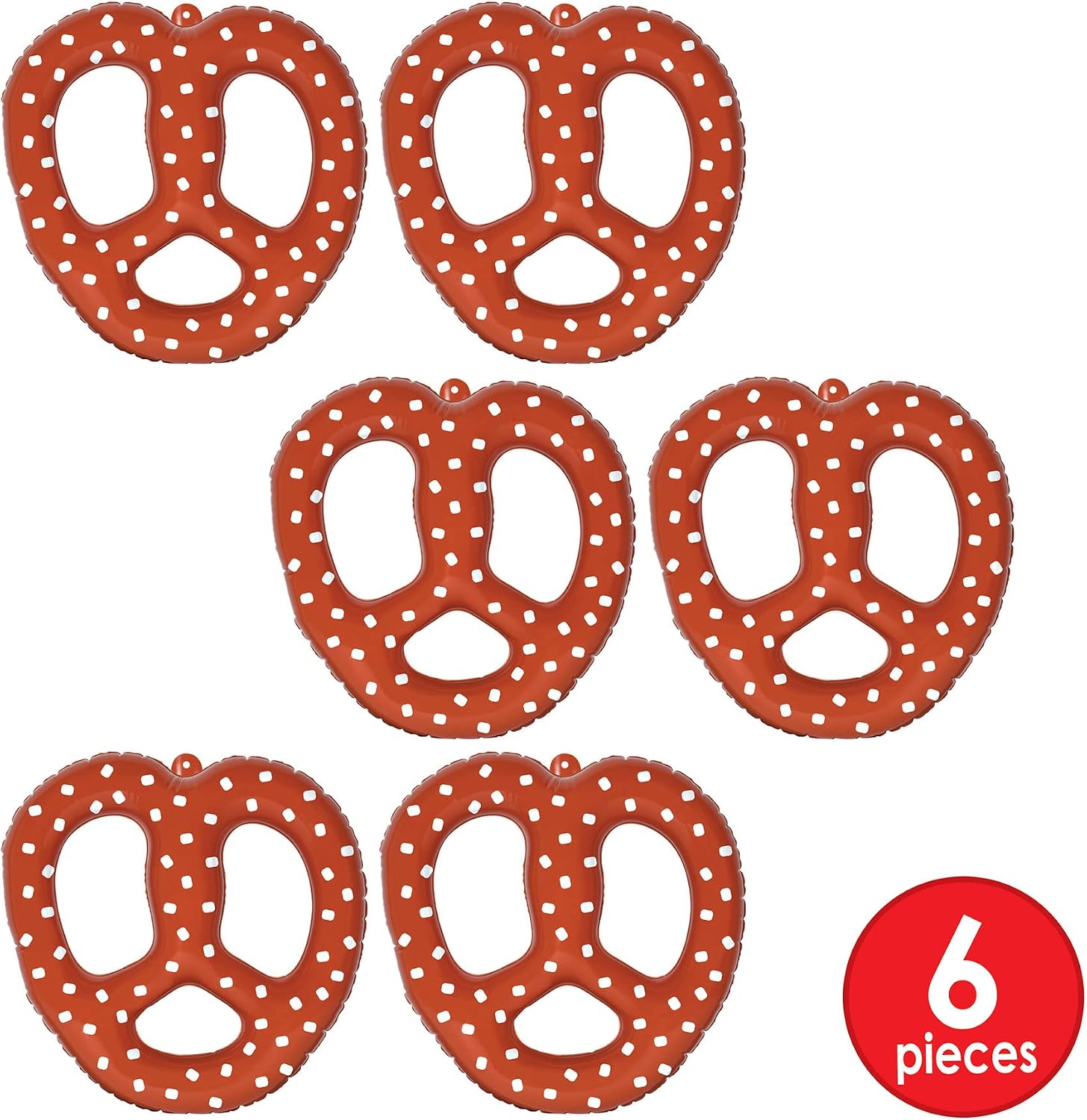 Beistle 6-Piece Inflatable Bavarian Pretzels in Brown/White, German Food Theme Oktoberfest Party Decorations, Fun Fair Hanging Party Accessories, 15"