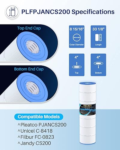 Miniatura 2 de POOLPURE PLFPJANCS200 - Filtro de piscina que reemplaza a Jandy CS200, PJANCS200, Ultral-B9, R0462400, Unicel C-8418, Filbur FC-0823, Aladdin 35002,
