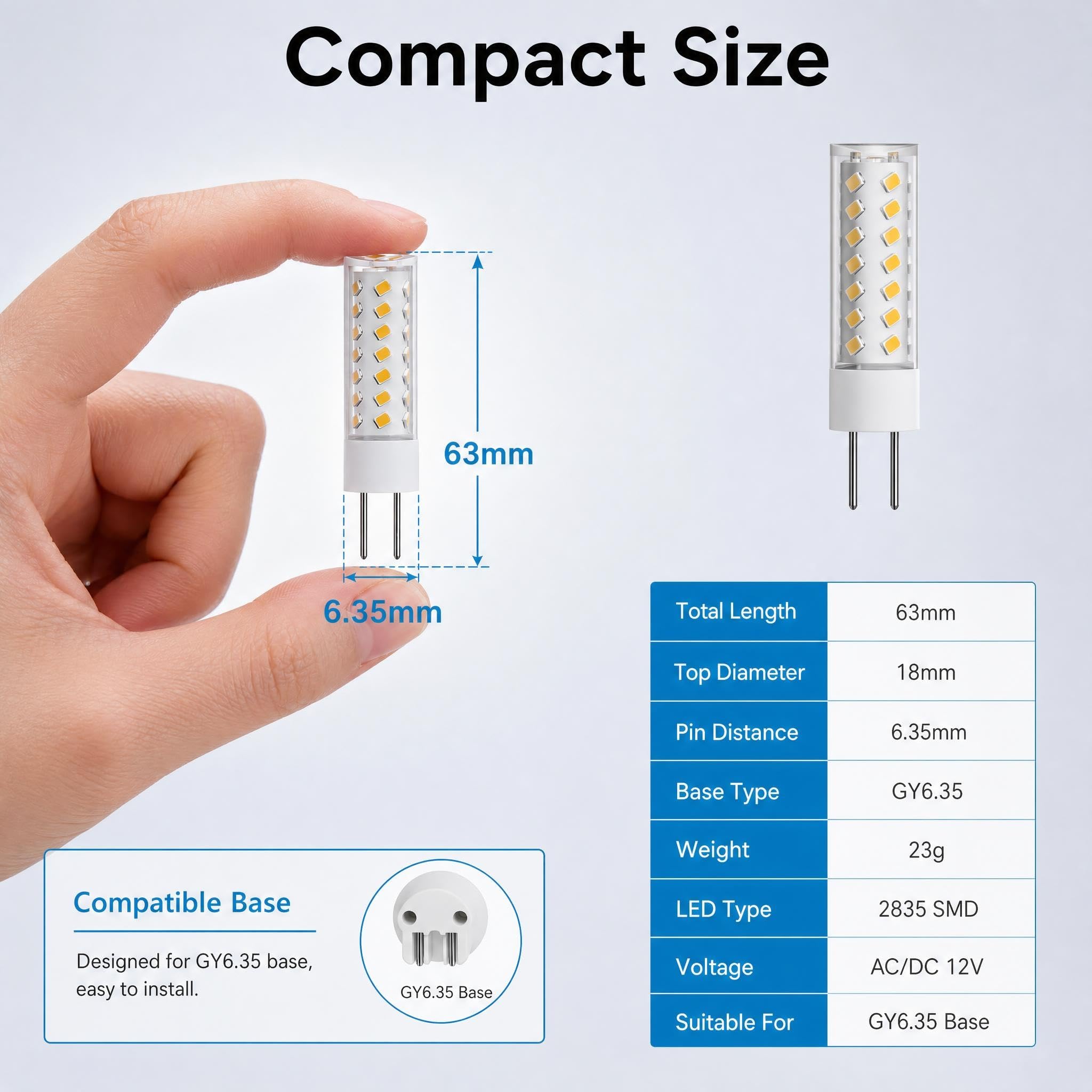 GY6.35 LED Dimmerabile 8W Ceramica 600LM,10 pz 220V Bianco Freddo