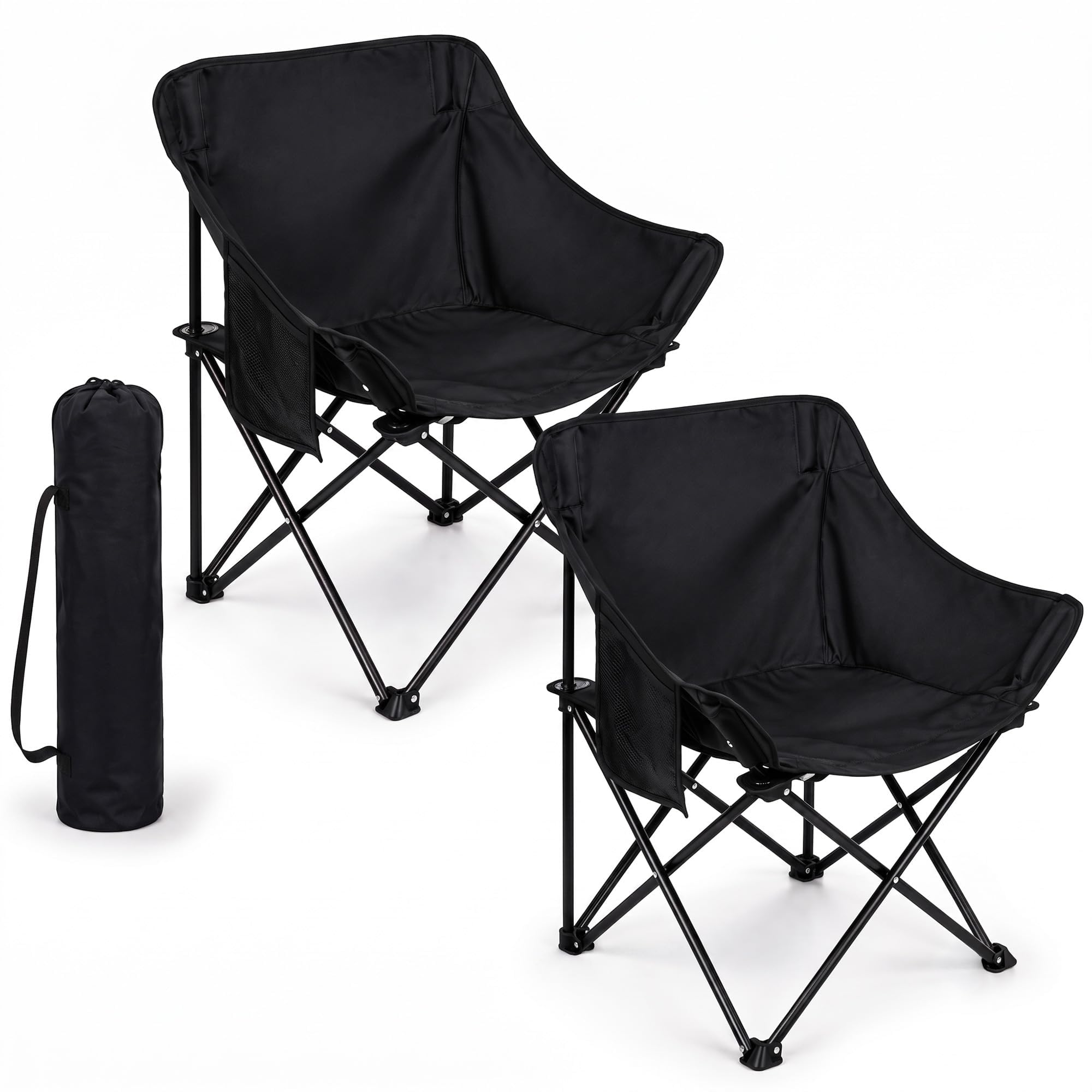 MUNDO TODO Sillas Plegables para Camping — Juego de 2 con Portavasos y Bolsa de
