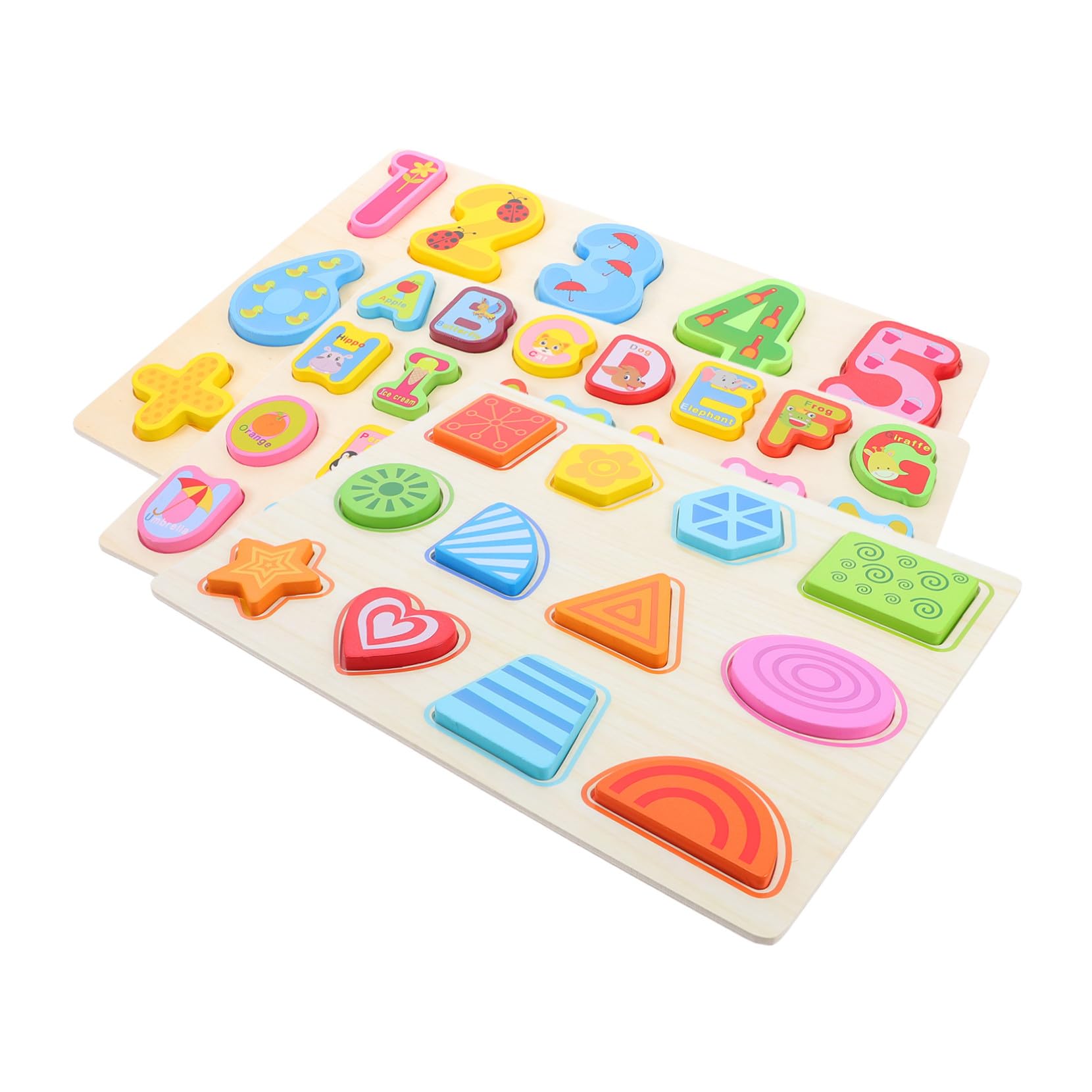 3 Piezas Puzzle de Madera Montessori para Aprendizaje de Alfabeto Números Arábigos y Formas Juguete Educativo para Desarrollo de Habilidades Motoras y Coordinación Visual