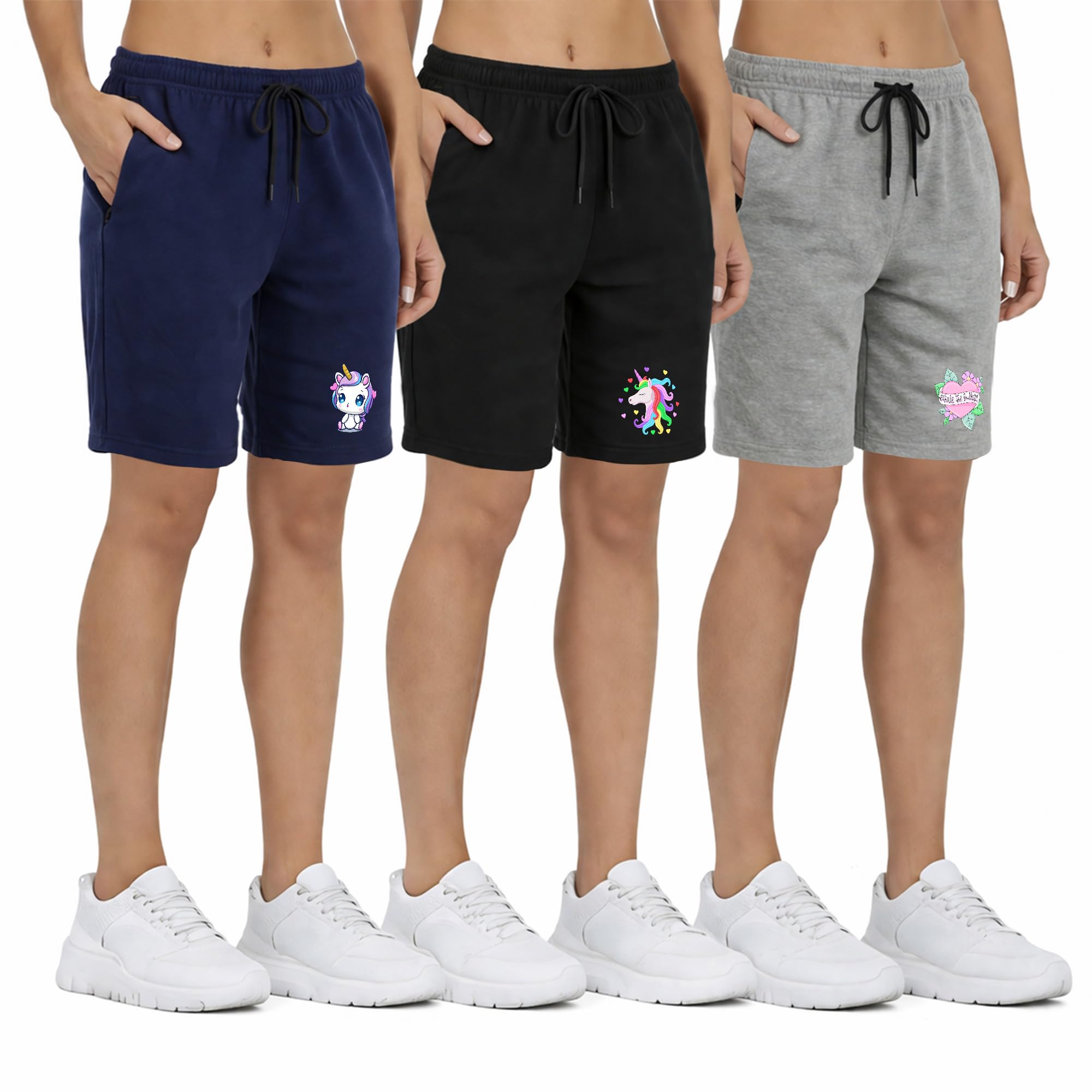 buy that trendz Womens Cotton Summer Knee Length Shorts Colourful Unicorn Printed Regular Fit Casual Shorts Combo for Womens Pack of 3 (S-4XL)-picture-27