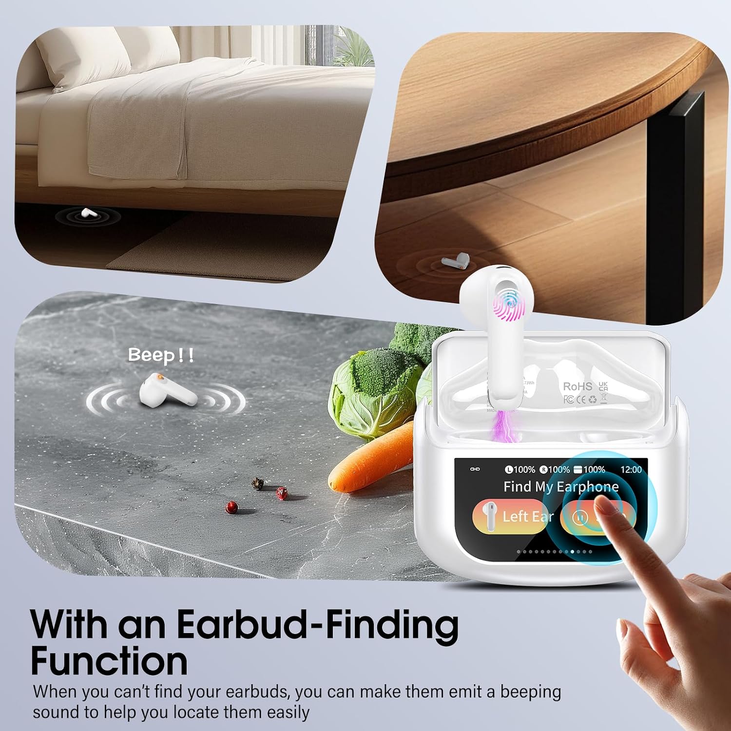 Active Noise Cancelling Ear Buds 48H Wireless Earbuds with Touch Screen image 5