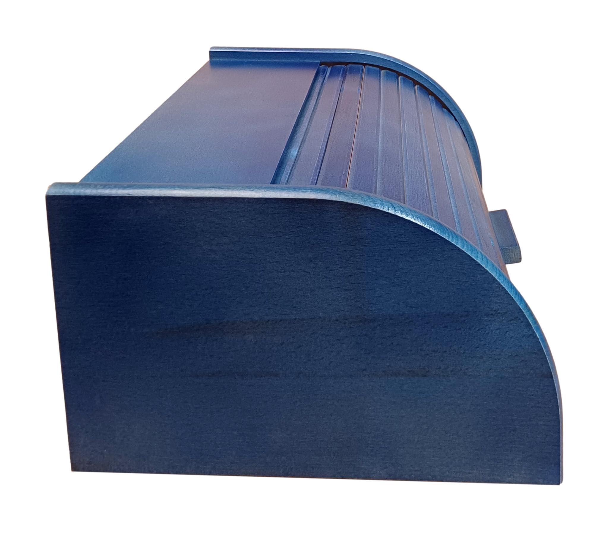 Boîte à pain en bois - Avec couvercle coulissant, Bois dense, bleu, Taille L