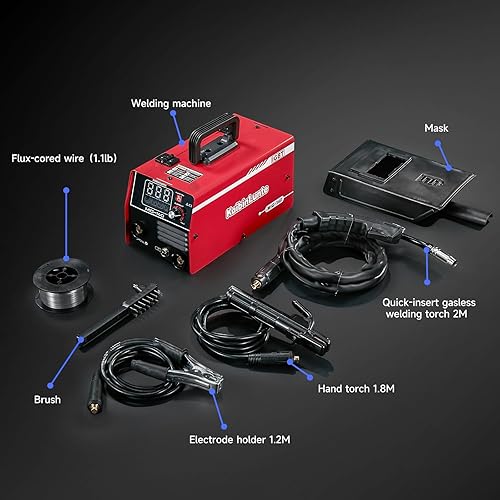 Miniatura 13 de 240A MIG Soldador Gas sin gas MIG/Lift TIG/Stick 3 en 1 Máquina soldadora portátil 110V/220V Voltaje dual con control sinérgico, pantalla digital