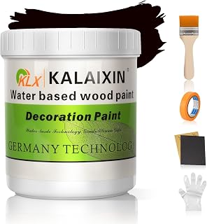 All-in-One Matte Wood Furniture Paint Kit - Non-Toxic & Odorless Water-Based Formula - No Sand/Prime/Varnish - Indoor Safe Furniture Renovation with Tools (Black,32 Oz)