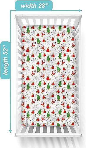 Miniatura 3 de Sábana bajera ajustable de Navidad para cuna, árbol de Navidad, Papá Noel, sábana decorativa de microfibra para bebé, niños y niñas, jersey