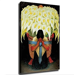 Diego Rivera Calla Lily and Girl Poster Decorative Painting Canvas Wall Art Living Room Posters Bedroom Painting (24×36inch-Framed)