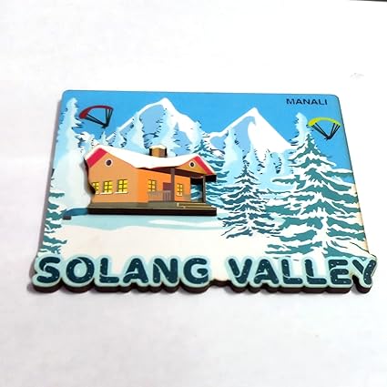 V2fashion_ SOLANG Valley Snow 3D Travel Memories Wooden Fridge Magnet ( Pack of 1)