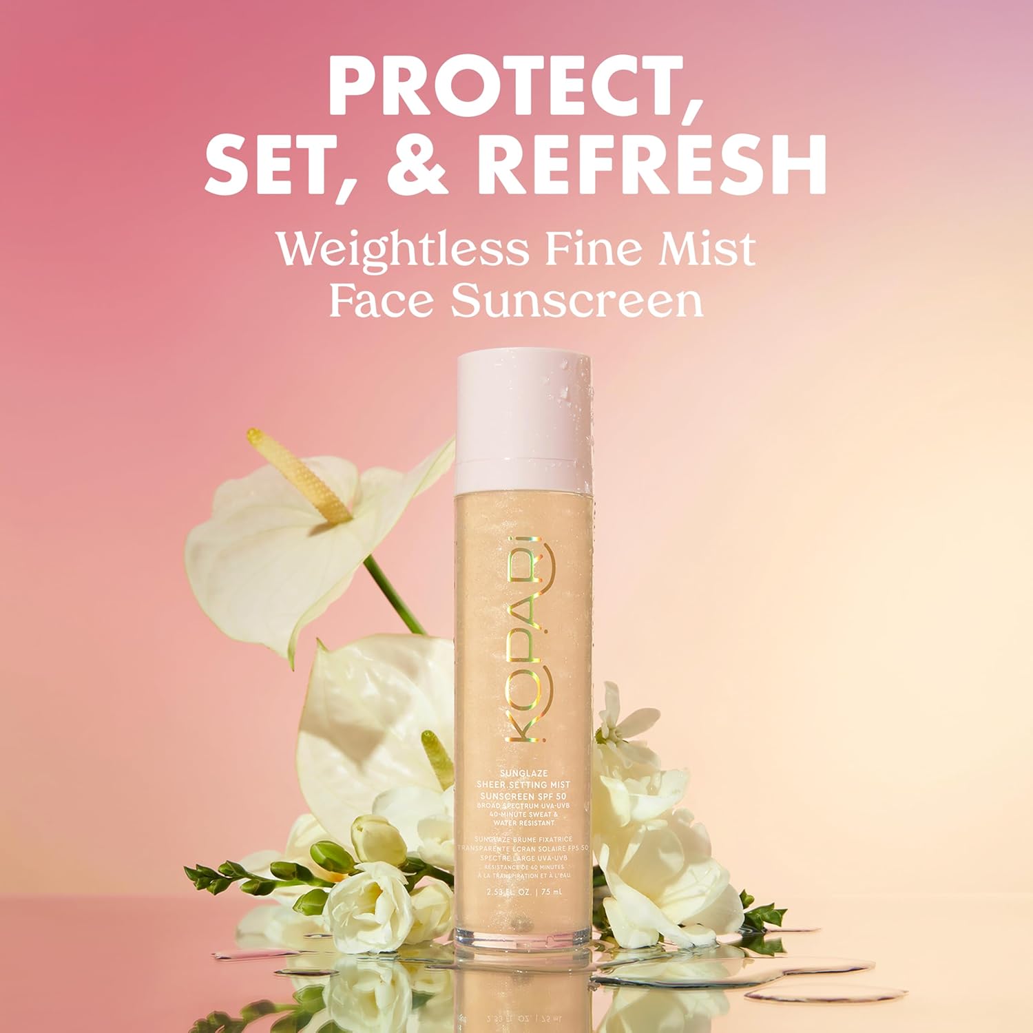 Kopari Sunglaze Sheer Setting Mist Sunscreen SPF 50, Weightless, Fast Drying, Ultra-Fine Setting Spray, Made With Hyaluronic Acid, Sets Makeup For A Hydrated, Dewy Finish, 2.53 fl oz - Image 2