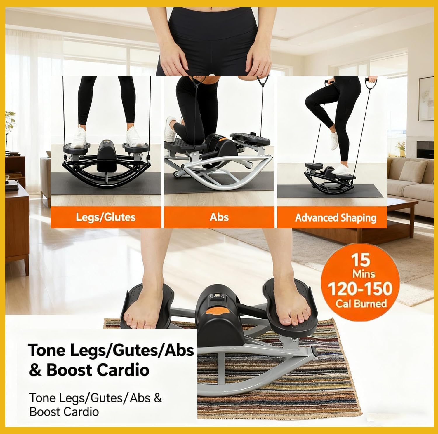 Rock Stepper Side to Side with Digital Display Rock Stepper Side to Side Machine Rock Stepper Exercise Machine with Resistance Bands&Led Display, Low-Impact Home Workout