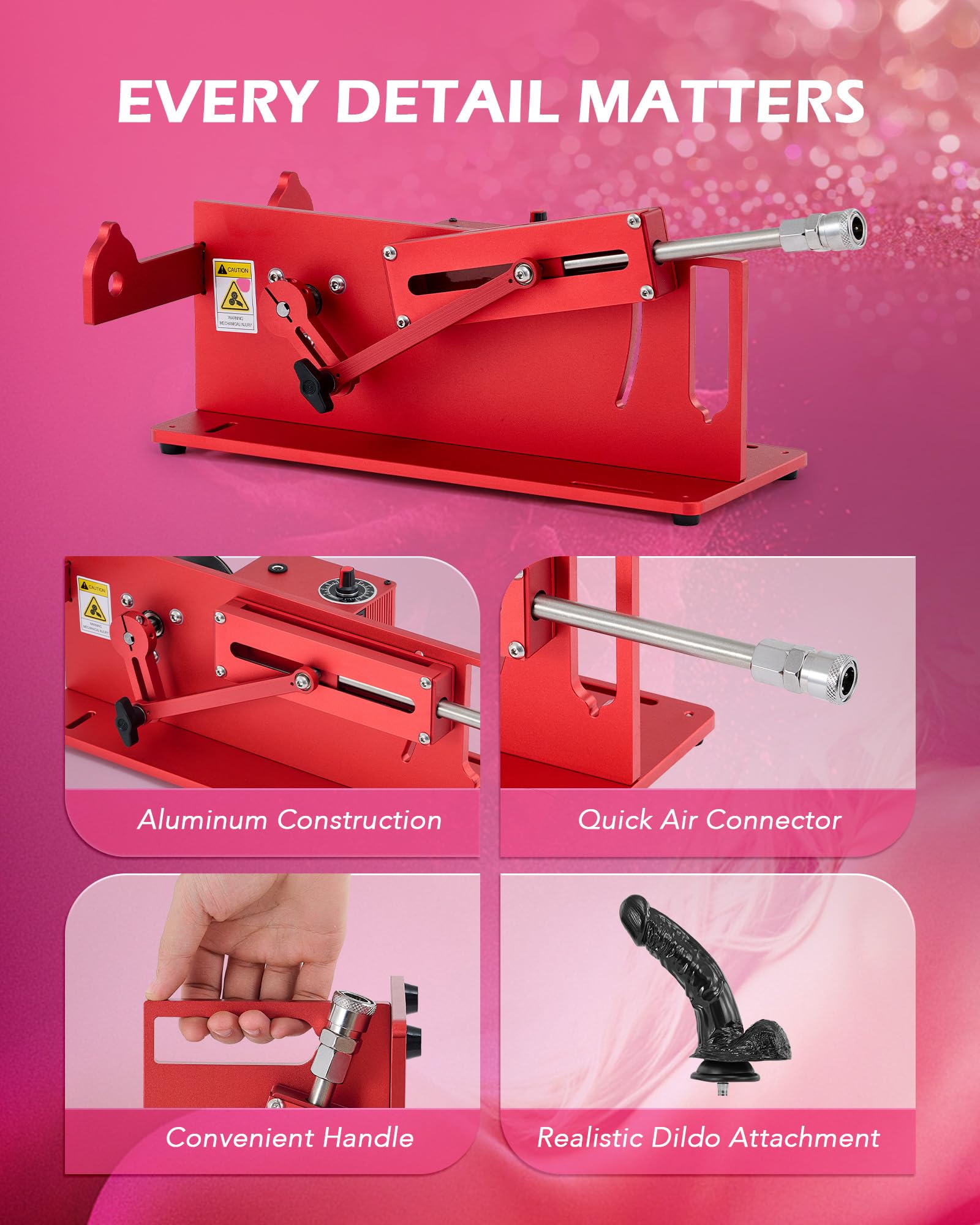 Y-NOT APP Controlled Automatic Thrusting Machine, Electric Dildo Machine with 14 Speeds & 6 Modes for Women Men Couples, Adjustable Adult Sex Toy with Attachments for Vaginal Anal Masturbation, Black: Red Remote Control