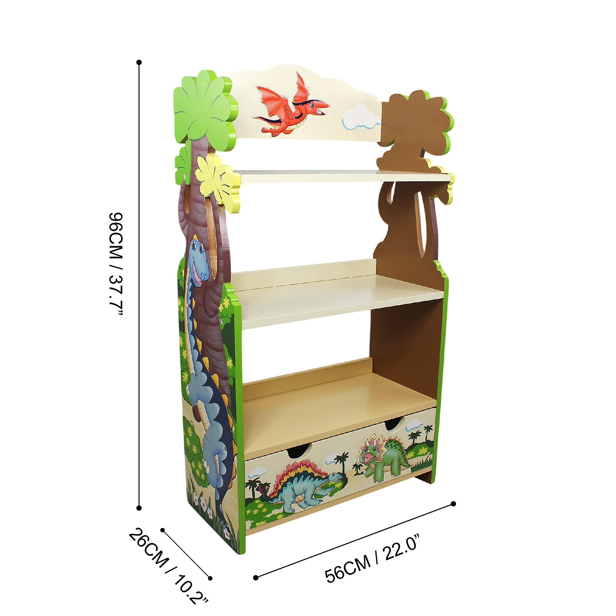 Fantasy Fields - Dinosaur Unito mano artigianale bambini Libreria in legno TD-0069A