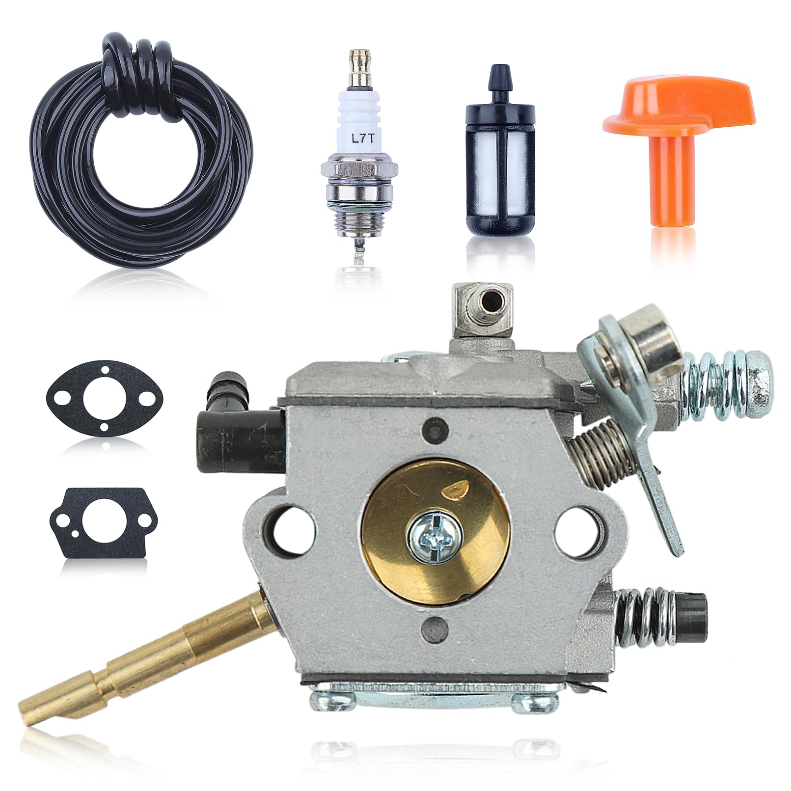 Adefol Kit carburateur Pour Stihl FS160 FS200 FS202 FS280 FS350 FS120 FR220 BT120 BT121 SP200 Tondeuse à Gazon, avce Bougie d'allumage, Pommeau d'accélérateur, Remplacement 4134 120 0603