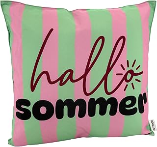 heimtexland ® Outdoor Deko Kissen 45x45 mit Füllung Garten Lounge Dekokissen wasserabweisend wetterfest Outdoorkissen Gartenkissen Bedruckt Typ906 Sommer Streifen Grün
