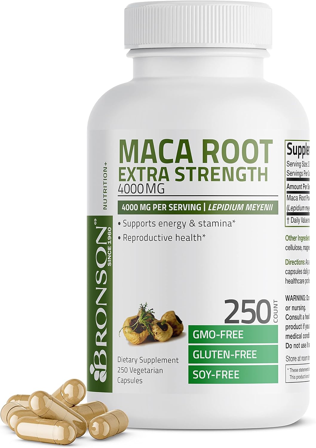 250 New Bronson Maca Root Extra Strength 4000 MG per Serving, Lepidium