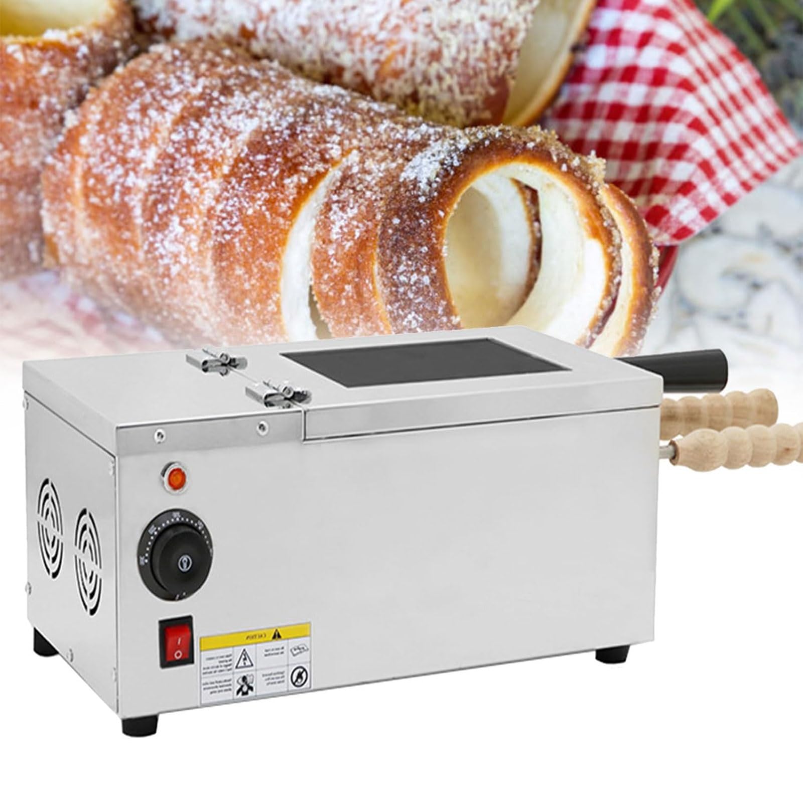 Four à cheminée Professionnel pour gâteaux et Petits Pains, 1500 W, avec 2 Rouleaux de Cuisson, idéal pour Restaurants, Cuisines domestiques et Snacks. Parfait pour la CU
