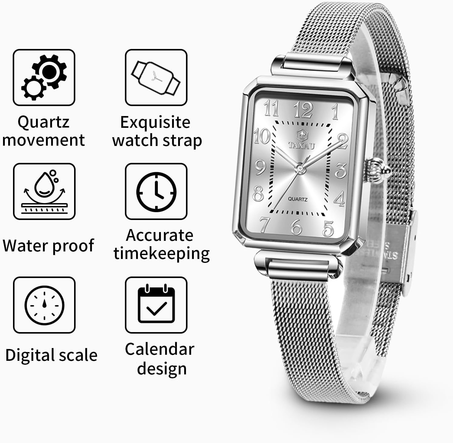 Womens Watch Fashion Dress Mesh Strap Waterproof Watches for Women Elegant Dainty Two Tone Womens Watch Analog Quartz Easy Read Ladies Watches with Day Date - Image 2