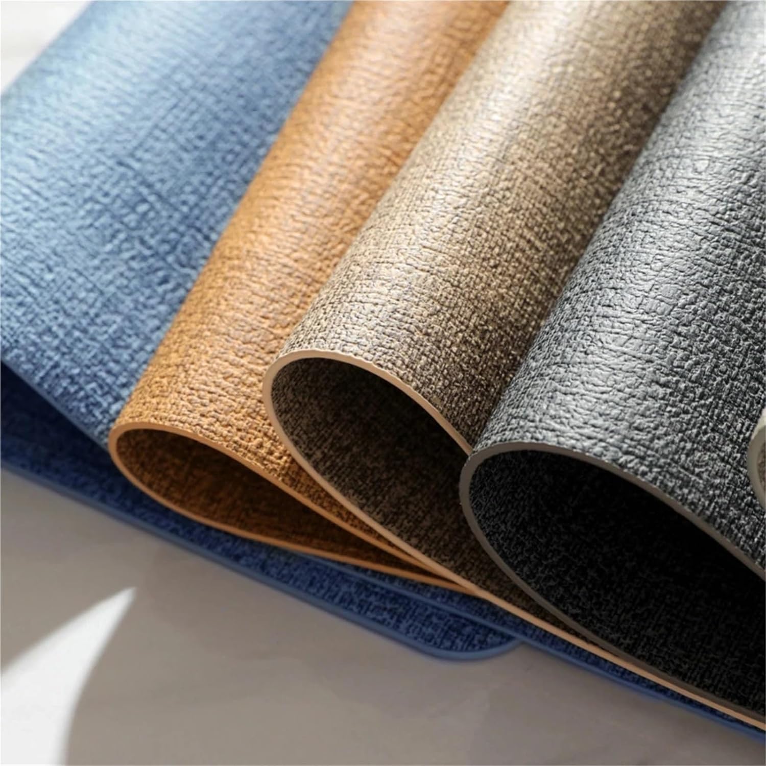 Dual-Sided PU Canvas Texture Placemat,Waterproof Heatproof 43x30cm Non-Slip Dining Table Mat,Washable for Home and Hotel Use(Blue,1 Pcs)