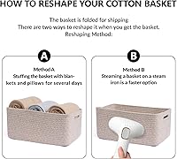 Vista 7 de Cestas grandes de almacenamiento para estantes, contenedores organizadores de armario para ropa, mantas, toallas, guardería de bebé, cestas